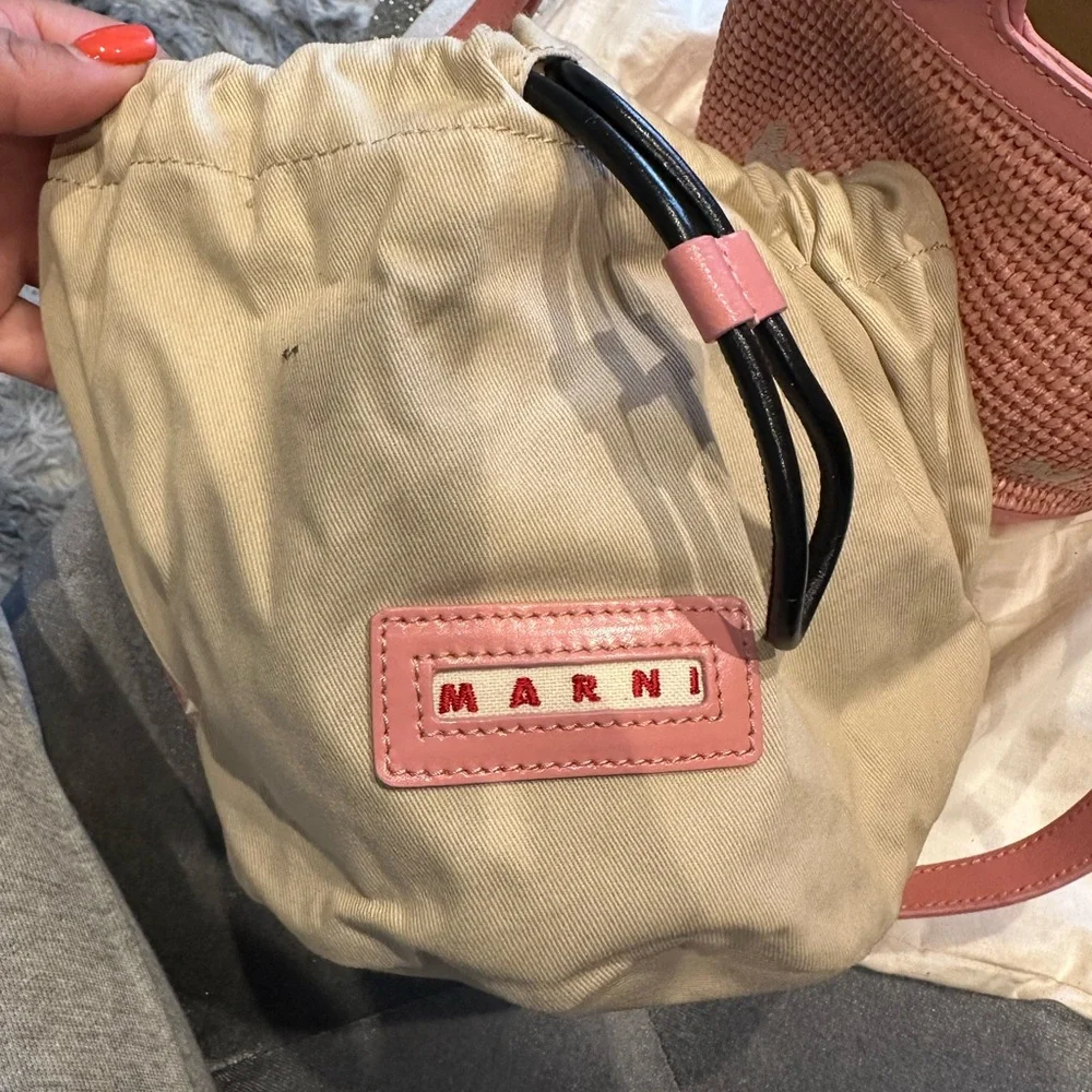 Marni Pink Woven Bucket Tote with Leather Trim - Picture 4 of 15